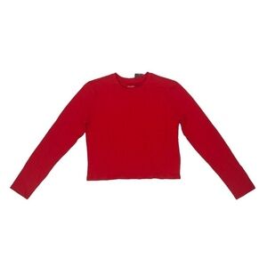 NWT Wild Fable Red Long Sleeve Cropped Boxy T-Shirt Size X-Small Women’s